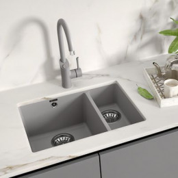 Кухонная мойка Lemark SINARA 550.2-U подстольного монтажа с доп.чашей из кварцгранита цвет: Жасмин  (9910082)