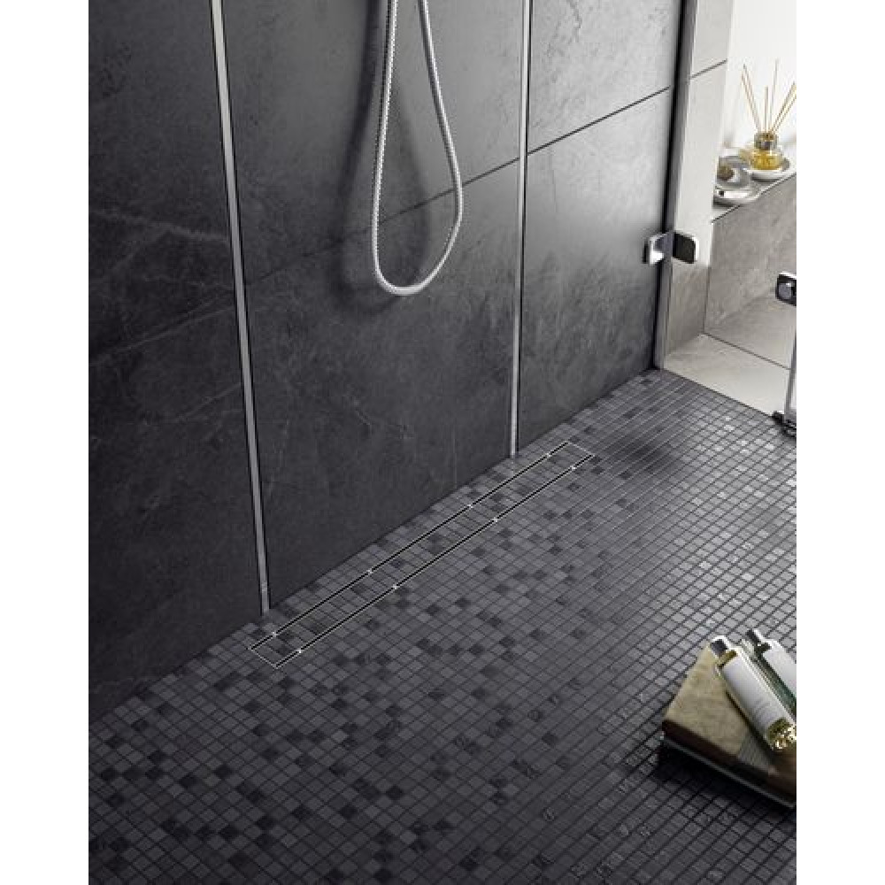 Душевой лоток TIMO Drain System 1000 с двусторонней панелью "plate" под плитку, Хром (DS230210/00)