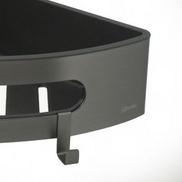 Полка для душа угловая Lemark SHELF LINE из нерж. стали с крючками, графит/вставка-пластик графит (9776048)