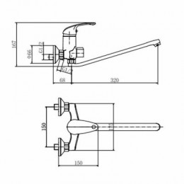 Смеситель для ванны и душа FASHUN хром (A2205)