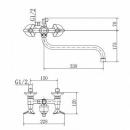 Смеситель для ванны и душа FASHUN хром (A2212)