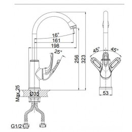 Смеситель для кухни DK Rhein.Eucharius (DA1372421) высокий грей