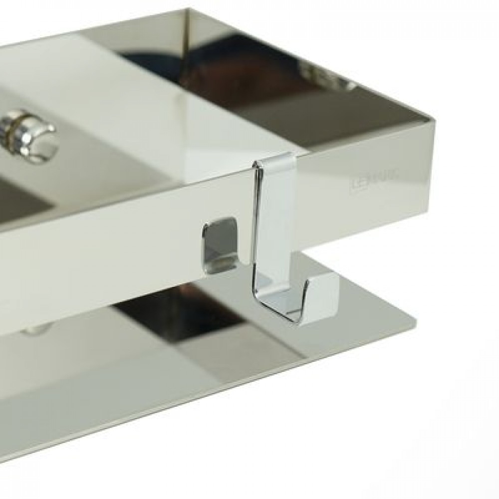 Полка для душа прямая Lemark SHELF LINE 300 мм из нерж. стали с крючками, хром (9771049)