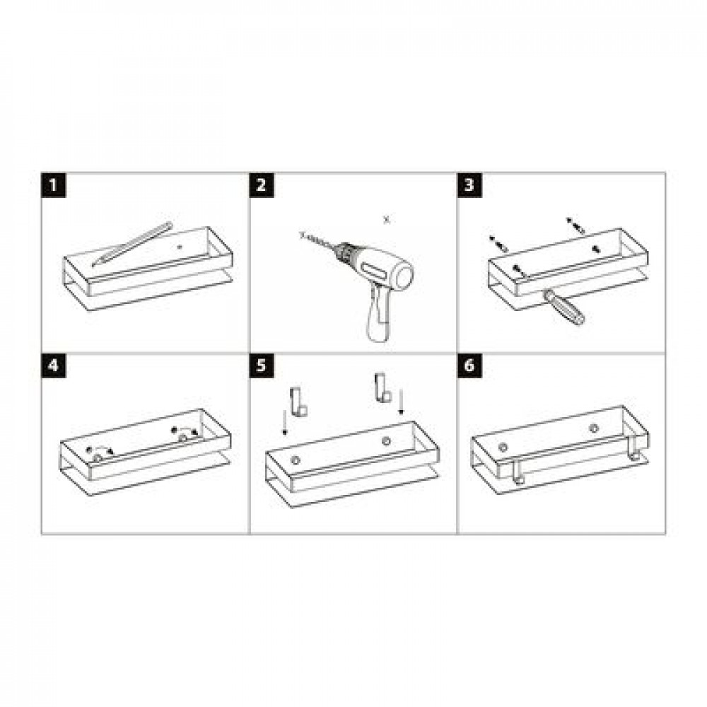 Полка для душа прямая Lemark SHELF LINE 300 мм из нерж. стали с крючками, хром (9771049)