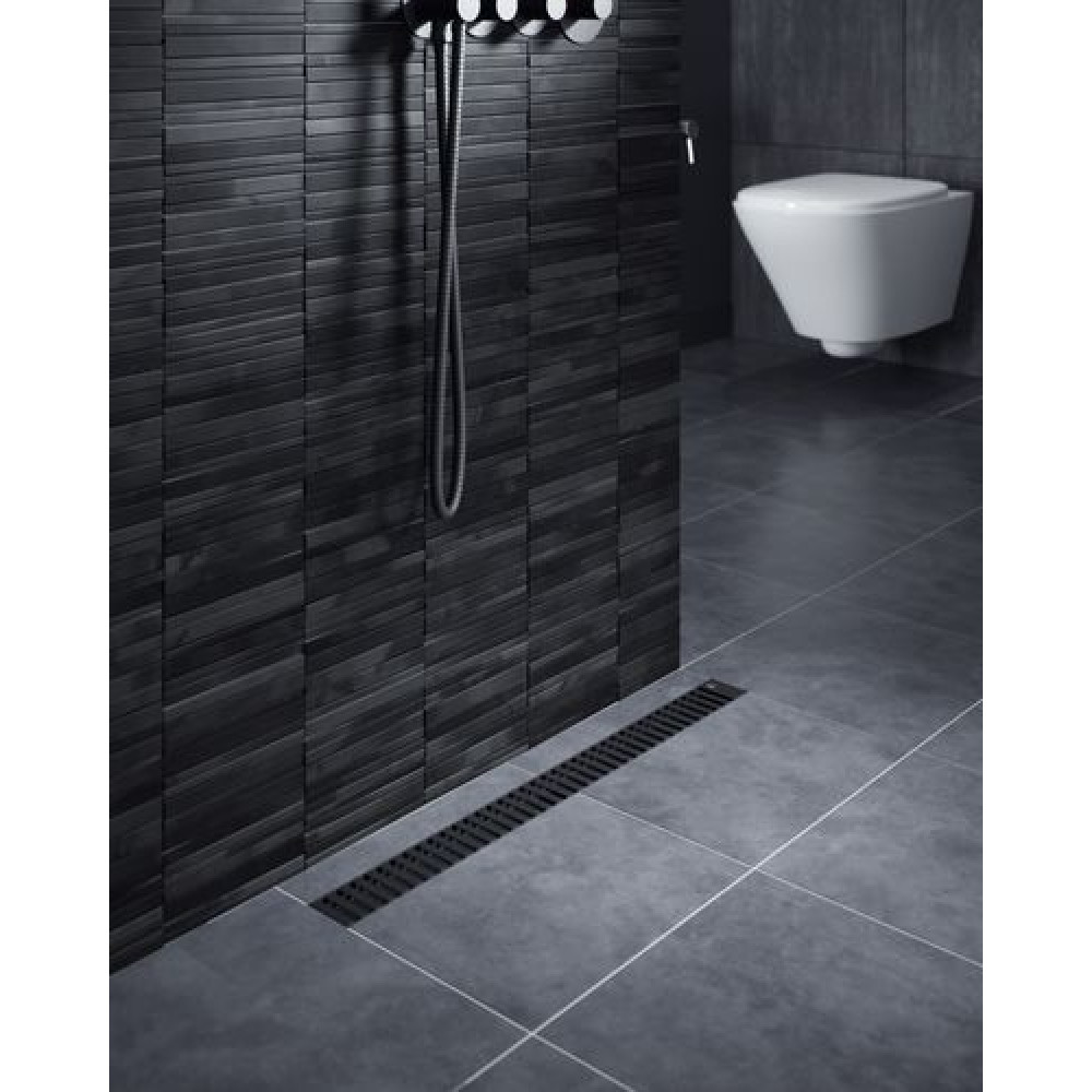 Душевой лоток TIMO Drain System 800 с вставкой "lines", Чёрный (DS230108/03)