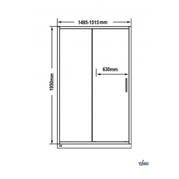 Душевая дверь Timo TD-150/03C-6, раздвижная 1950*1500, стекло прозрачное 6 мм (T04)