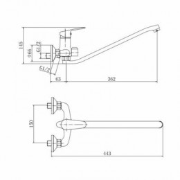 Смеситель для ванны и душа FASHUN хром (A2215)