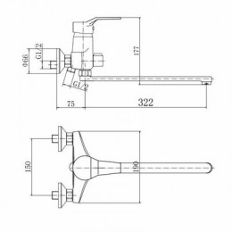 Смеситель для ванны и душа FASHUN хром (A2263)