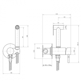 Смеситель встраиваемый FASHUN в комплекте с гигиенической лейкой, сатин (A57803)