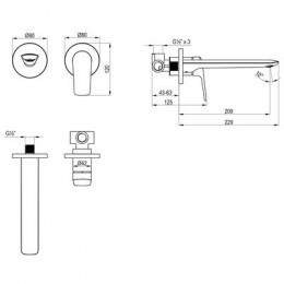 Смеситель Lemark Verba для раковины, встраиваемый (LM11426C)