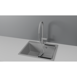 Смеситель для кухни GRANULA с выдвижным изливом (8172, АЛЮМИНИУМ)