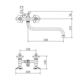 Смеситель для ванны и душа FASHUN хром (A2212-2)