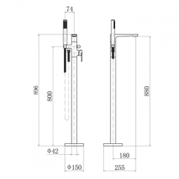 Смеситель напольный ванно-душевой FASHUN черный (A3085-7)