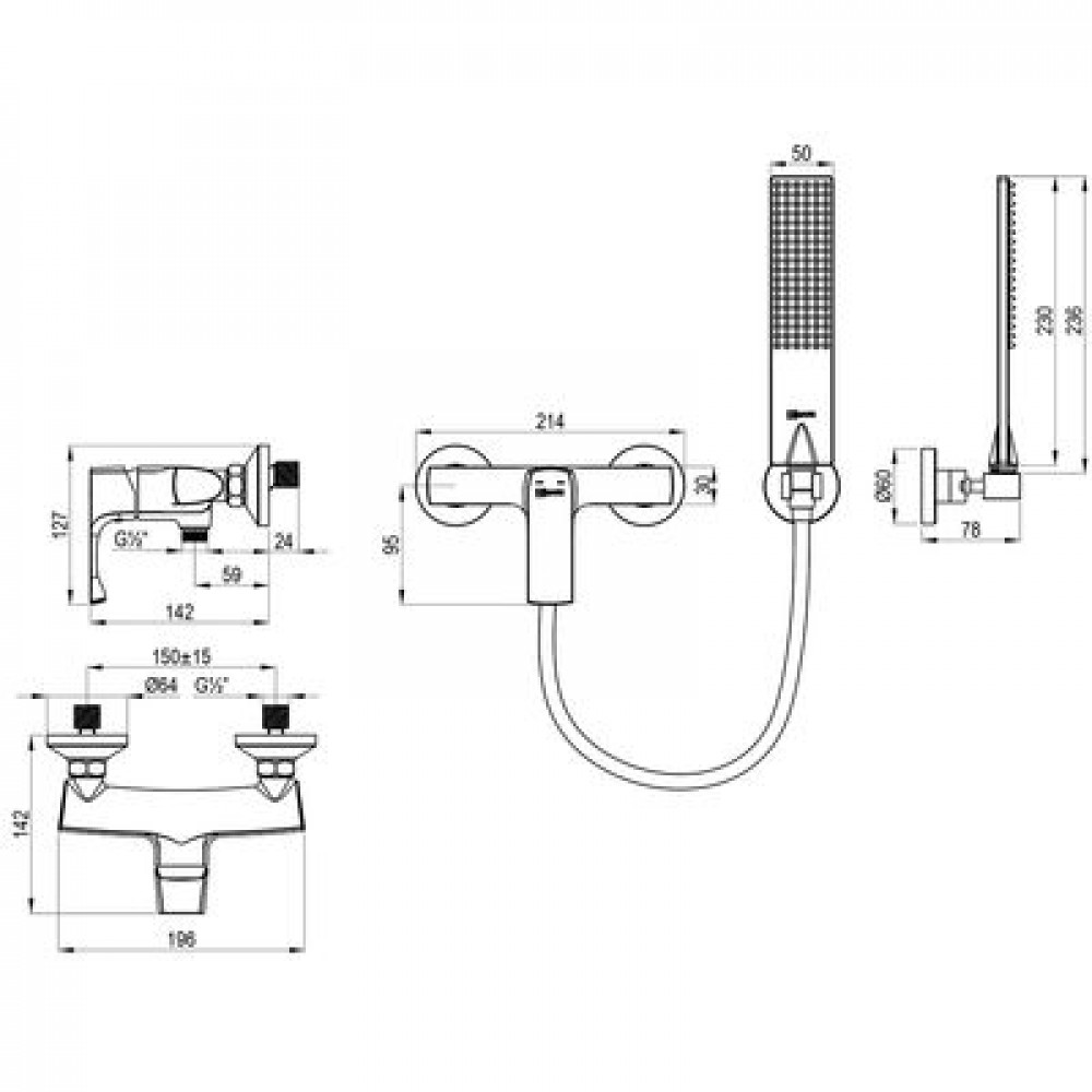 Смеситель Lemark Ursus для душа (LM7203BG)