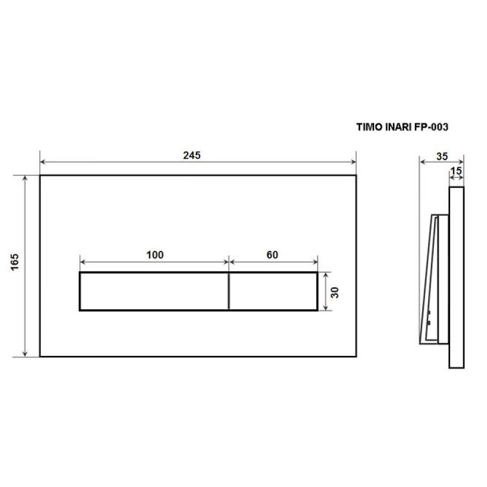Кнопка смыва TIMO INARI 250x165 matt black (FP-003MB)