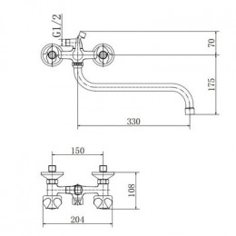 Смеситель для ванны и душа FASHUN хром (A2226-2)