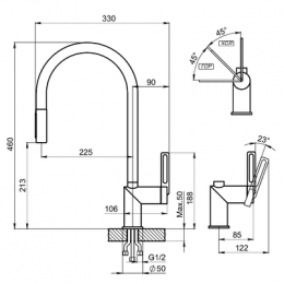 Смеситель для кухни GRANULA с выдвижным изливом (8172, НЕРЖ)