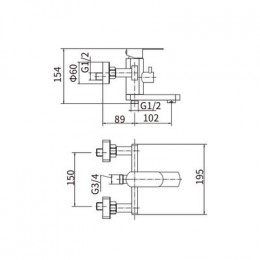 Смеситель для ванны FASHUN (A53020)