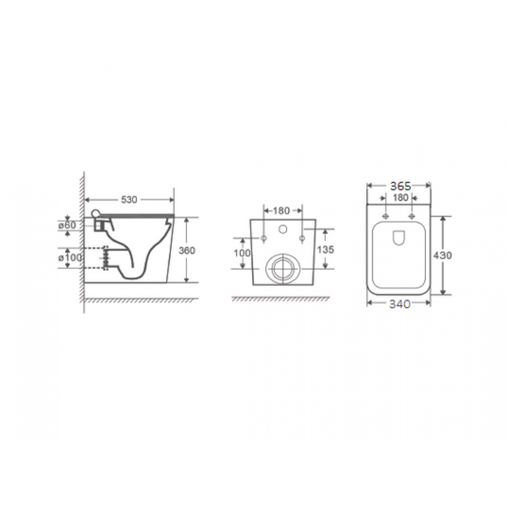 Унитаз подвесной безободковый DK Quadro (DT1516016)