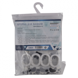 Шторка для ванны FASHUN с набором пластиковых колец для подвеса (A8825)