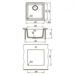 Кухонная мойка Lemark SINARA 400-U подстольного монтажа из кварцгранита цвет: Шампань  (9910066)