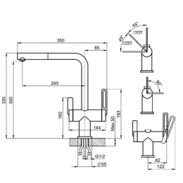 Смеситель для кухни GRANULA с выдвижным изливом и подключением к фильтру (8170, АЛЮМИНИУМ)