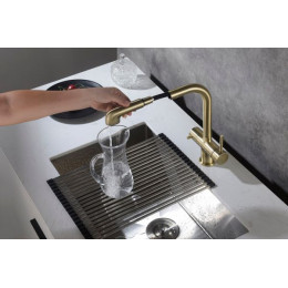 Смеситель для кухни с подключением фильтра и выдвижной лейкой Timo Saona антик (2346/02FL)