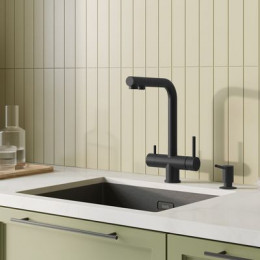 Смеситель для кухни с выдвижным изливом и каналом для фильтра, черный матовый, Umbra, IDDIS, (UMBBLPFi05)