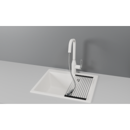 Смеситель для кухни GRANULA с выдвижным изливом и подключением к фильтру (8171, АРКТИК (БЕЛЫЙ))