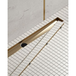 Душевой лоток TIMO Drain System 900 с двусторонней панелью "plate" под плитку, Золото матовое (DS230209/17)