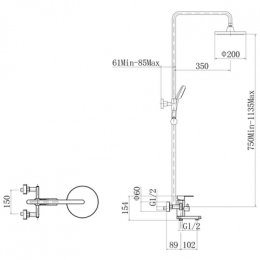 Душевая система с изливом, бронза, FASHUN (A52401-21)