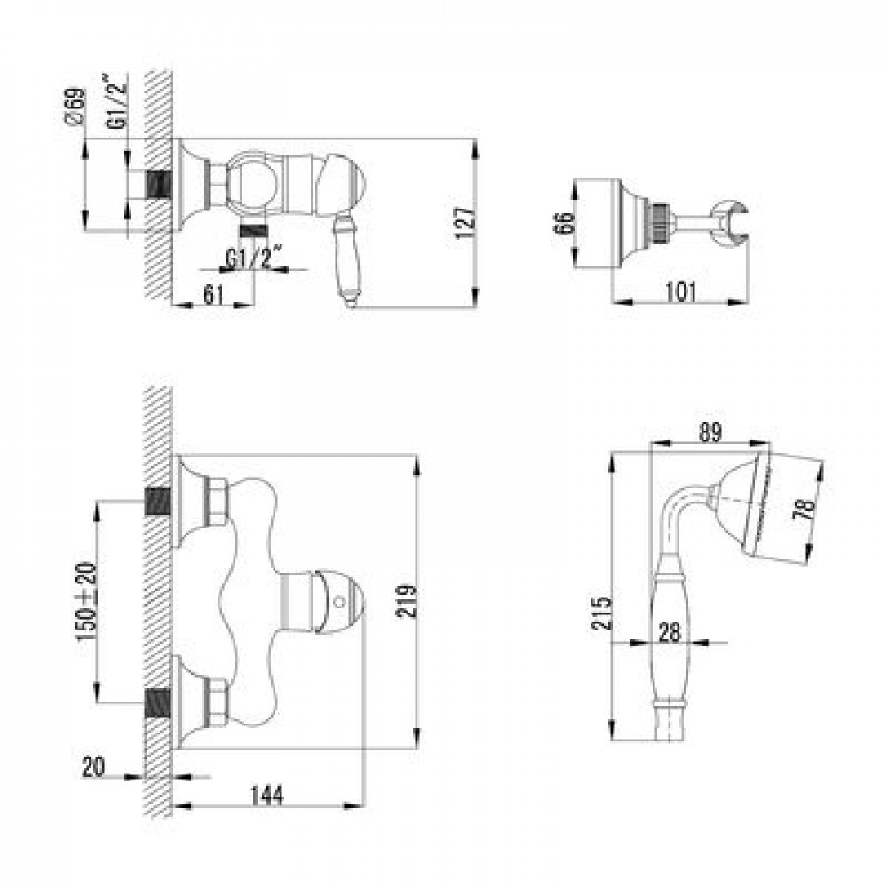 Смеситель для душа Lemark Villa (LM4803B)