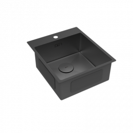 Кухонная мойка Lemark JANGA 440 прямоугольная из нержавеющей стали цвет: чёрный матовый (9932104)