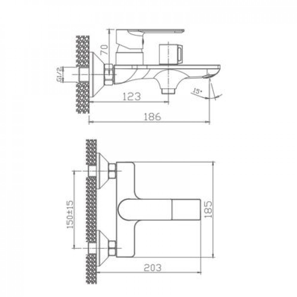 Смеситель для ванны Haiba пепельный (HB60505-3)