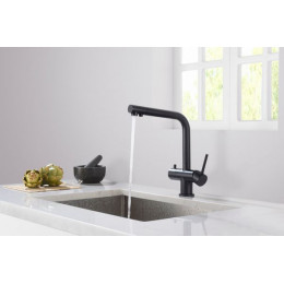 Смеситель для кухни с подключением фильтра Timo Saona черный (2396/03F)