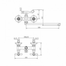 Смеситель для ванны и душа FASHUN хром (A2125)