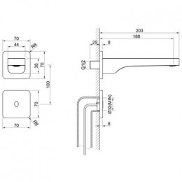 Смеситель Timo для раковины встроенный, сенсорный хром Torne (4373/00SM)