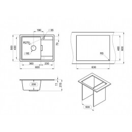 Кухонная мойка GRANULA (6503, ШВАРЦ)
