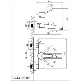 Смеситель для ванны с душем DK Rhein.Dusseldorf (DA1493201)