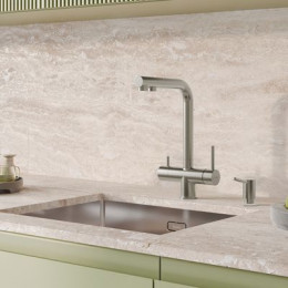 Смеситель для кухни с выдвижным изливом и каналом для фильтра, сатин, Umbra, IDDIS, (UMBBNPFi05)