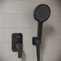 Душевая система IDDIS Optima Home с тропическим и ручным душем, матовый черный (OPHBL02i67)