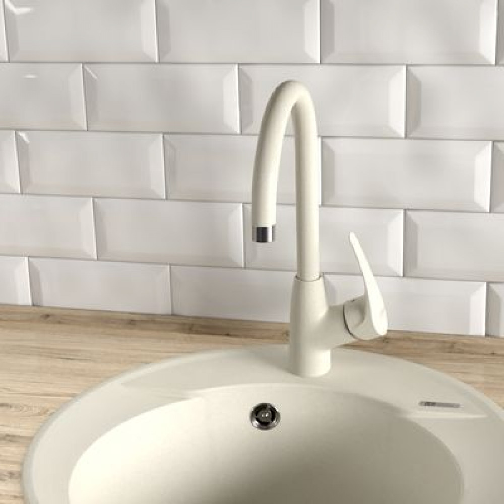 Смеситель для кухни Lemark LINARA с высоким поворотным изливом, цвет: жасмин (LM0405PJS)