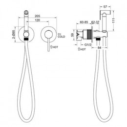 Смеситель встроенный с гигиеническим душем с защитой от ожогов Timo Saona черное золото (2339/18SM)