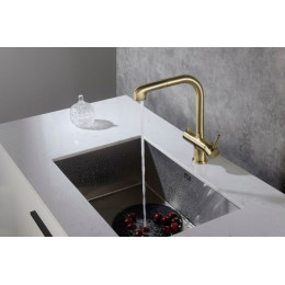 Смеситель для кухни с подключением фильтра и выдвижной лейкой Timo Saona антик (2346/02FL)