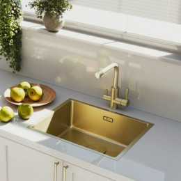 Кухонная мойка Lemark OLANGA 540 прямоугольная из нержавеющей стали цвет: светлое золото (9938126)