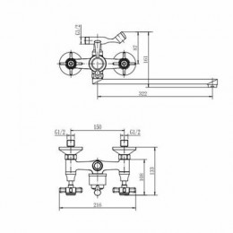 Смеситель для ванны и душа FASHUN хром (A2124)