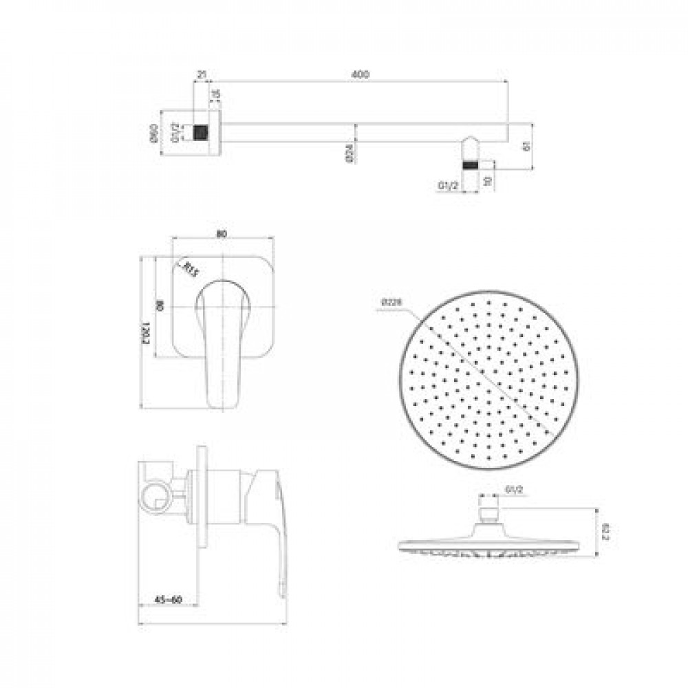 Душевая система IDDIS Optima Home с тропическим душем, матовый черный (OPHBL01i66)