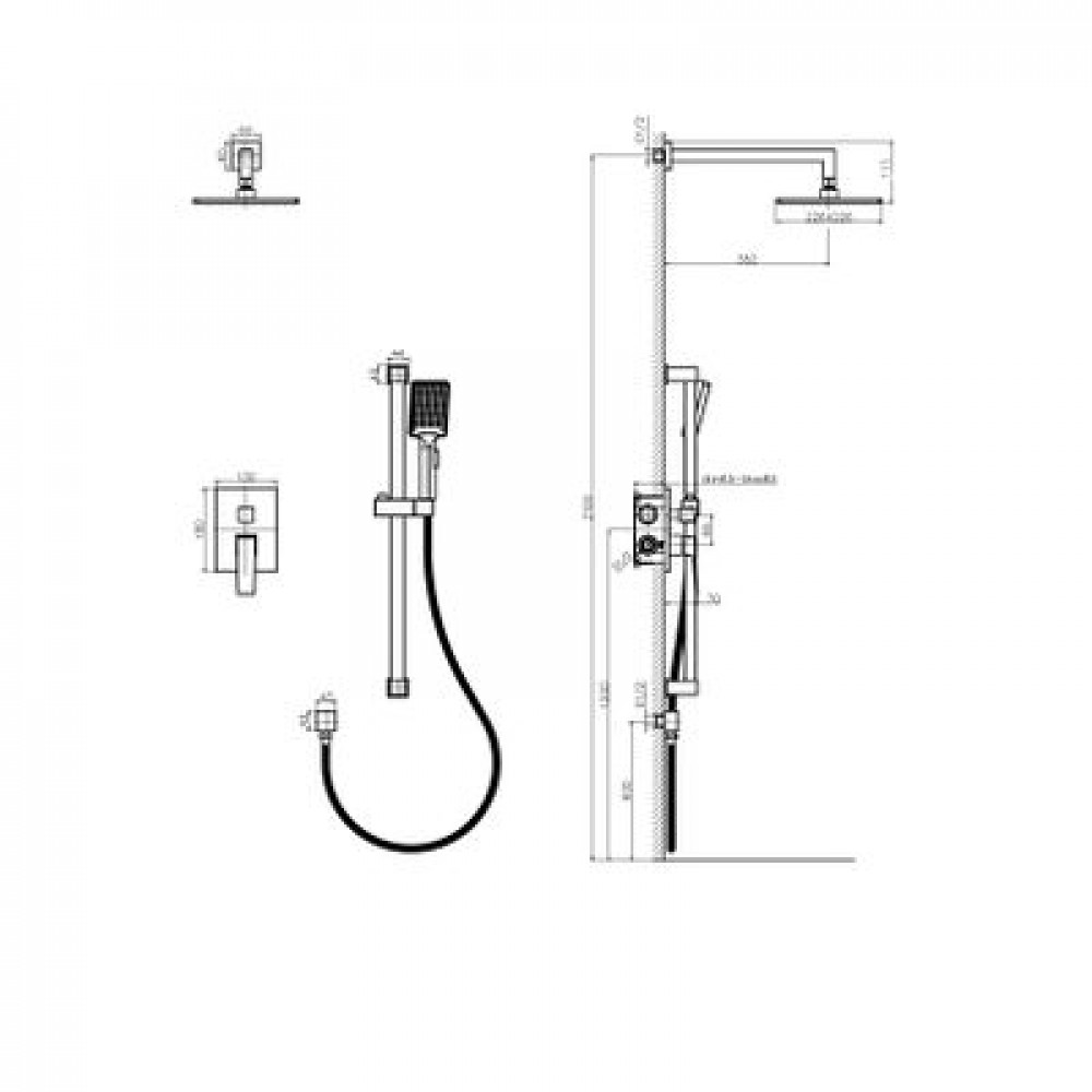 Встроенная душевая система RUSH Thira (TR3635-41Black)
