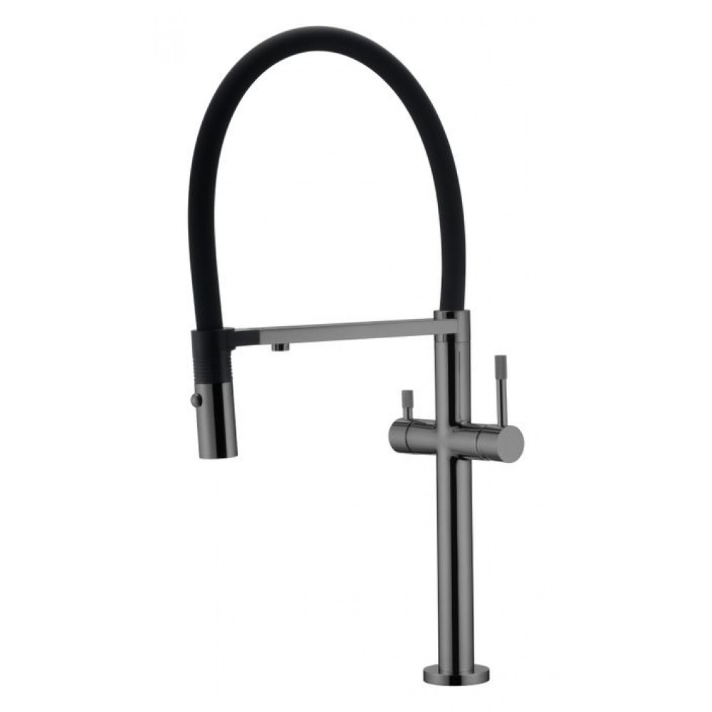 Смеситель для кухни UNO Shine Gun Metal  c краном для питьевой воды