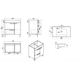 Комплект Тумба Gill80 напольная с раковиной 810х465х740 PARLY Spa